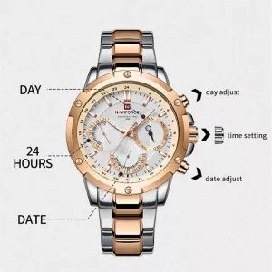 NAVIFORCE Luxury Watches for Men Fashion Casual Quartz Wristwatches Waterproof Stainless Steel Male Chronograph Watch 