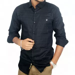 INDIA Mens Solid Slim Fit Full Sleeves Cotton Casual Shirt with Spread Collar for Boys and Mens