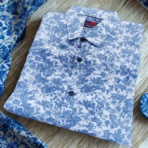 Fynch-Hatton shirt casual fit Linen light blue