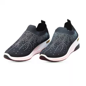 Sneaker for Women Summer Mesh Breathable Tennis Shoes Fashion Rhinestone Decor Slip-on Sneakers Casual Non-Slip Running Shoes