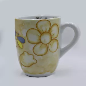 Noritake Folkstone Genuine Stoneware Happy Time Yellow Flower Cups Mugs