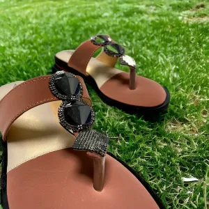 Ladies Flat Slipper Stone sandal