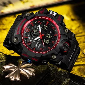 Sanda Mens Watches 50M Waterproof Quartz Sport Military LED Digital Watch for Men