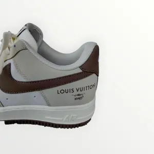 Louis Vuitton X Nike AF1 PU Leather Sneaker for Men - Cream Brown