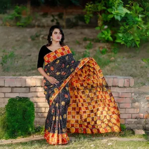 Womens Fashionable Colorful Silk Batik Saree