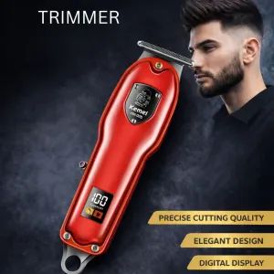 Kemei KM-026 Metal Engraving Hair Clipper with LED Display for Men
