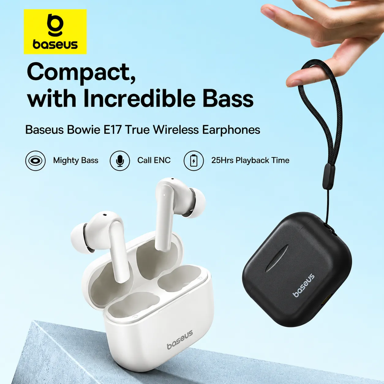 TWS Bowie E17 Earphones With Dual Mic ENC & Punchy Bass