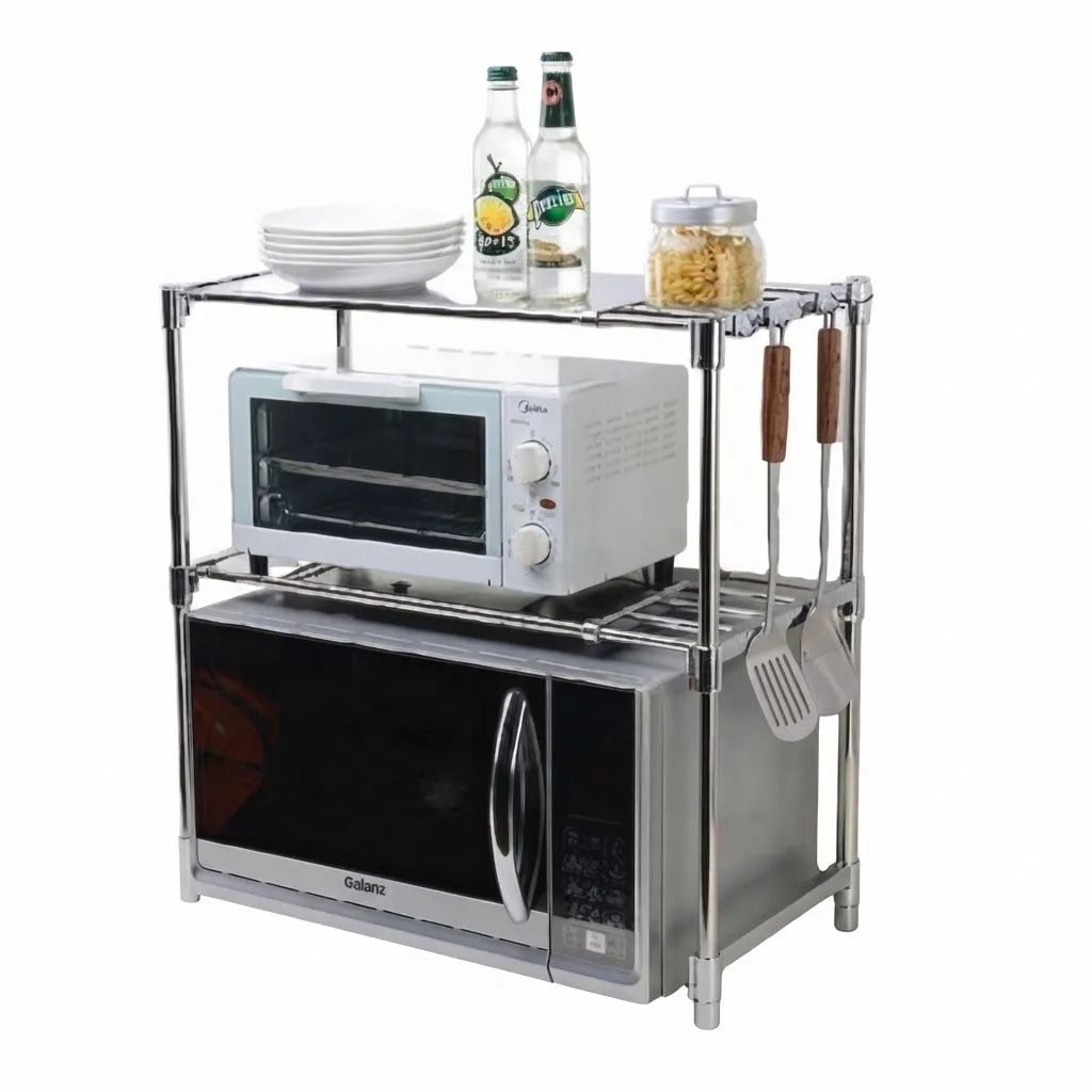 Microwave Oven Storage Racks - Silver