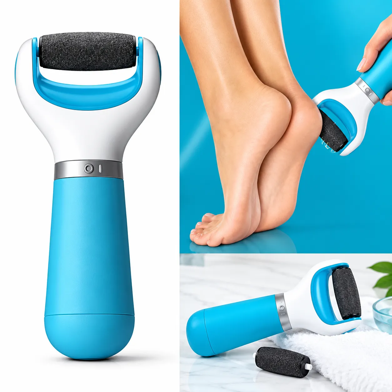 Scholl PediSpin Pedicure Set with USB Cable and Battery Power, Compact Electric Nail Care Tool for Smooth Feet