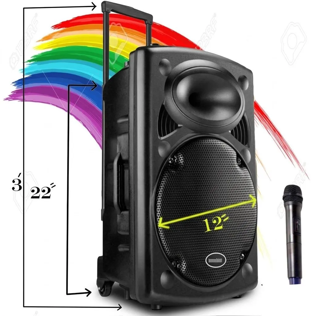Rechargeable Bluetooth Trolley Speaker with Wireless Karaoke Mic & Heavy Bass - Portable Party Sound System for Indoor & Outdoor Events