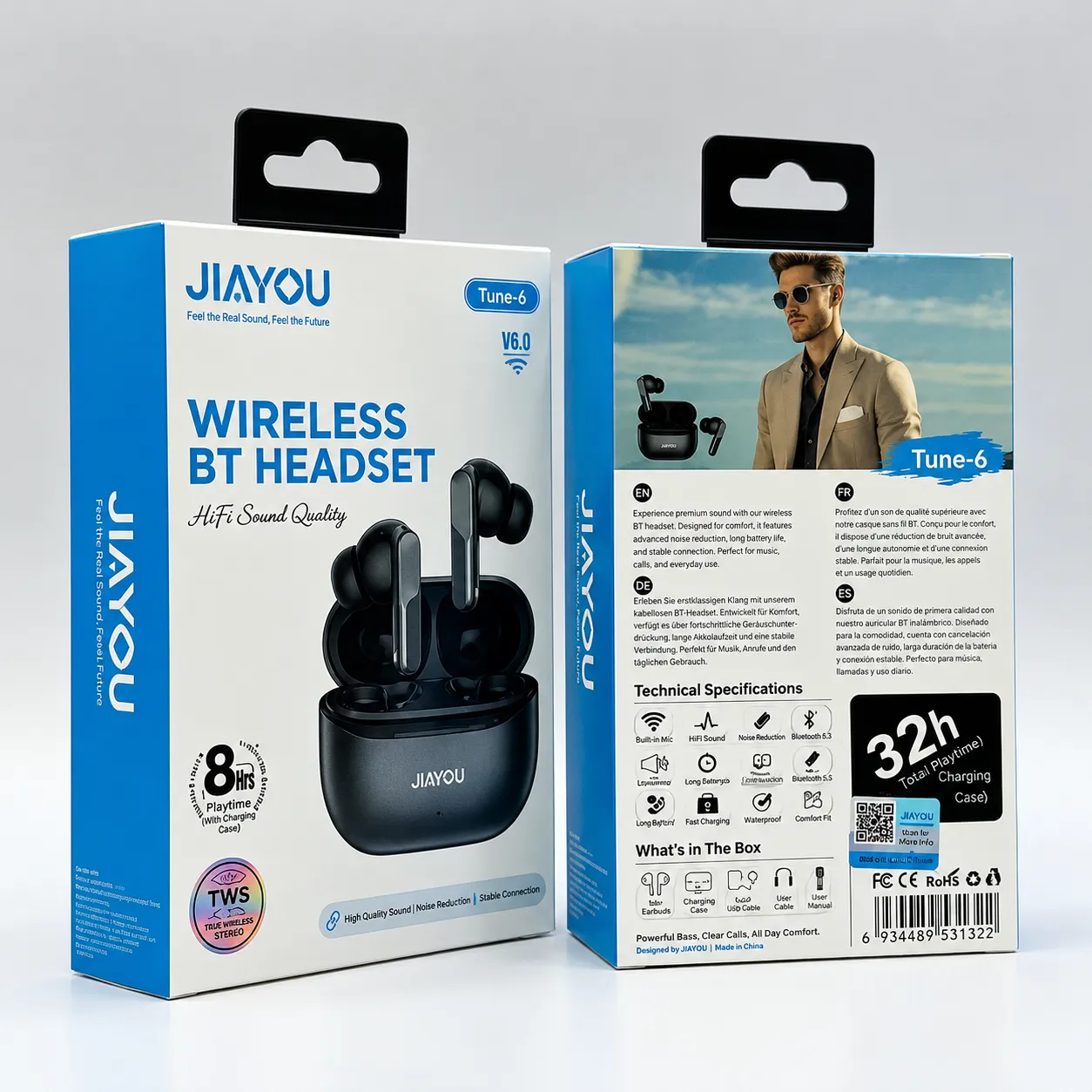 JIAYOU Tune-6 TWS Bluetooth 6.0 Earbuds