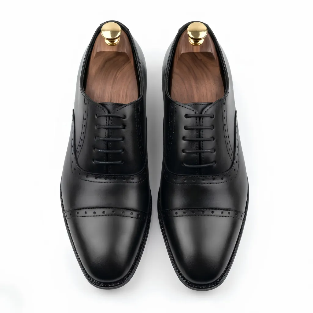 Walkist Original Leather Brogue Oxford Shoes for Men - Black, Classic Formal Dress Shoes for Office Wear, Business & Special Occasions