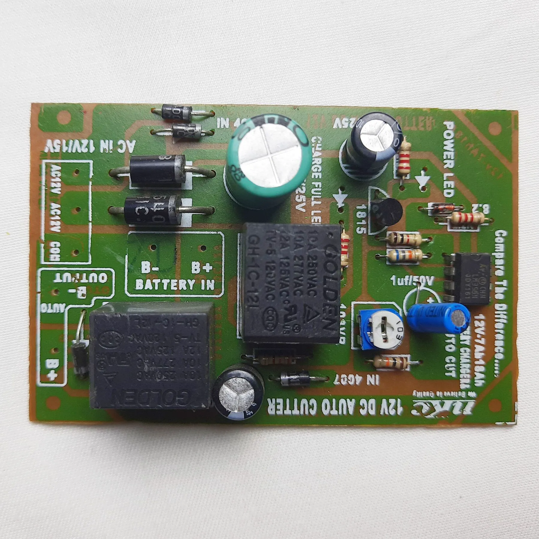 Auto Cut Circuit Dc 12V Double Relay For Dc 12V Battery Charger & Protection Circuite - Solar Panel - Power Bank Circuit - solar charge controller