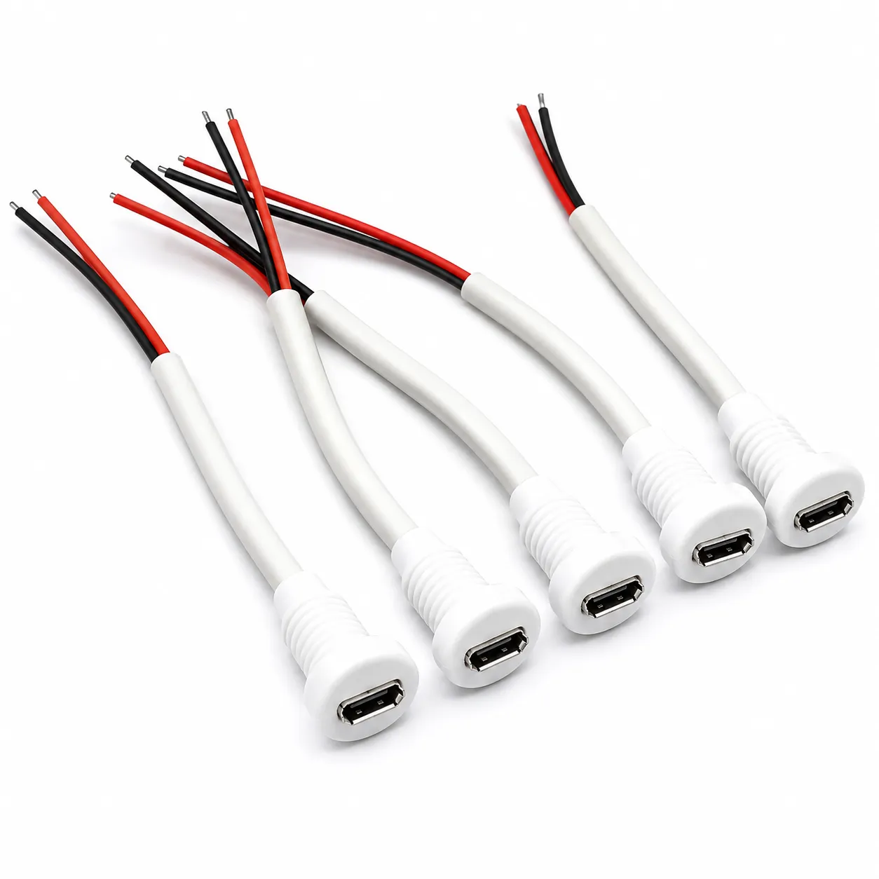 Micro USB Female Socket Panel Mount With Cable-5Pcs