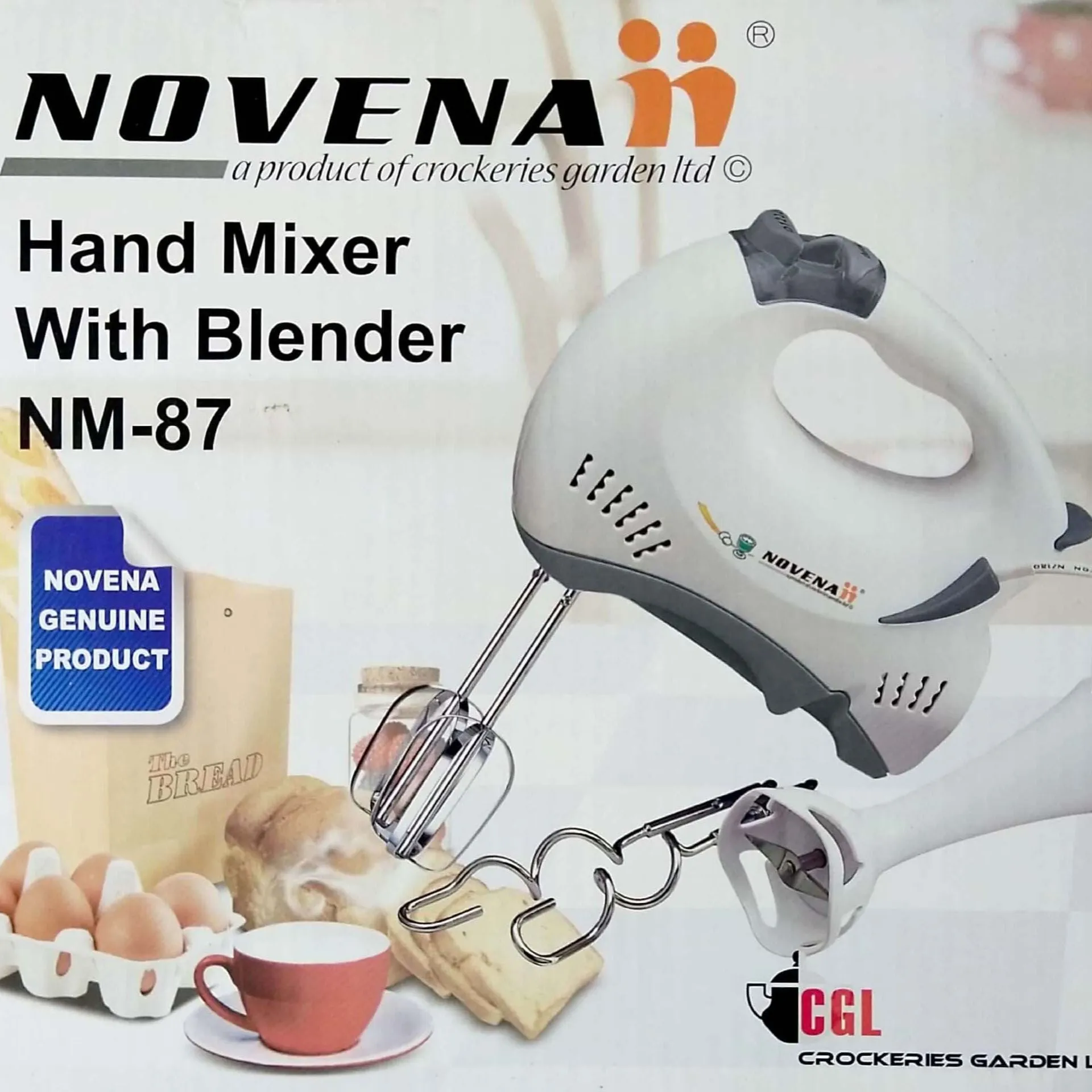 Novena Electric Egg Beater and Hand Mixer With Blender NM-87 (White)