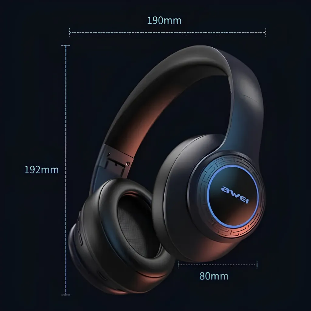Awei A300BL Wireless Headset Strong Bass Stereo Foldable LED Breathing Lighting With Built-in Microphone FM Redio