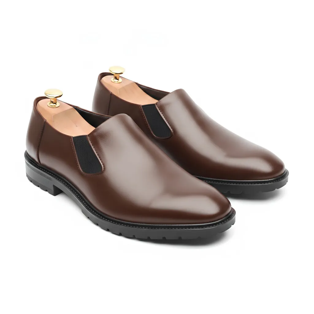 Original Leather Chunky Formal Shoes - Dark Brown