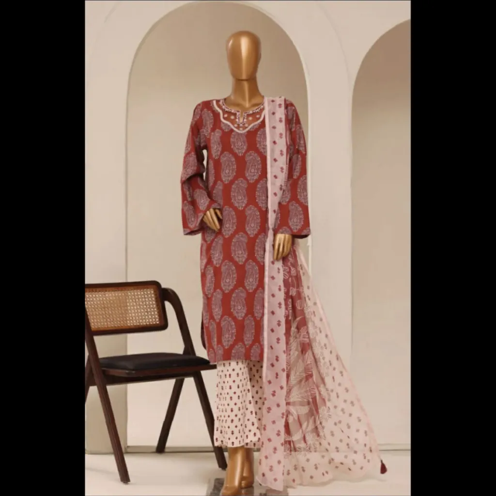 Raya by Sadabahar Embroidered Stitched 3 Piece Suit - D-06 - SBD26RYA - Red - Festive Collection