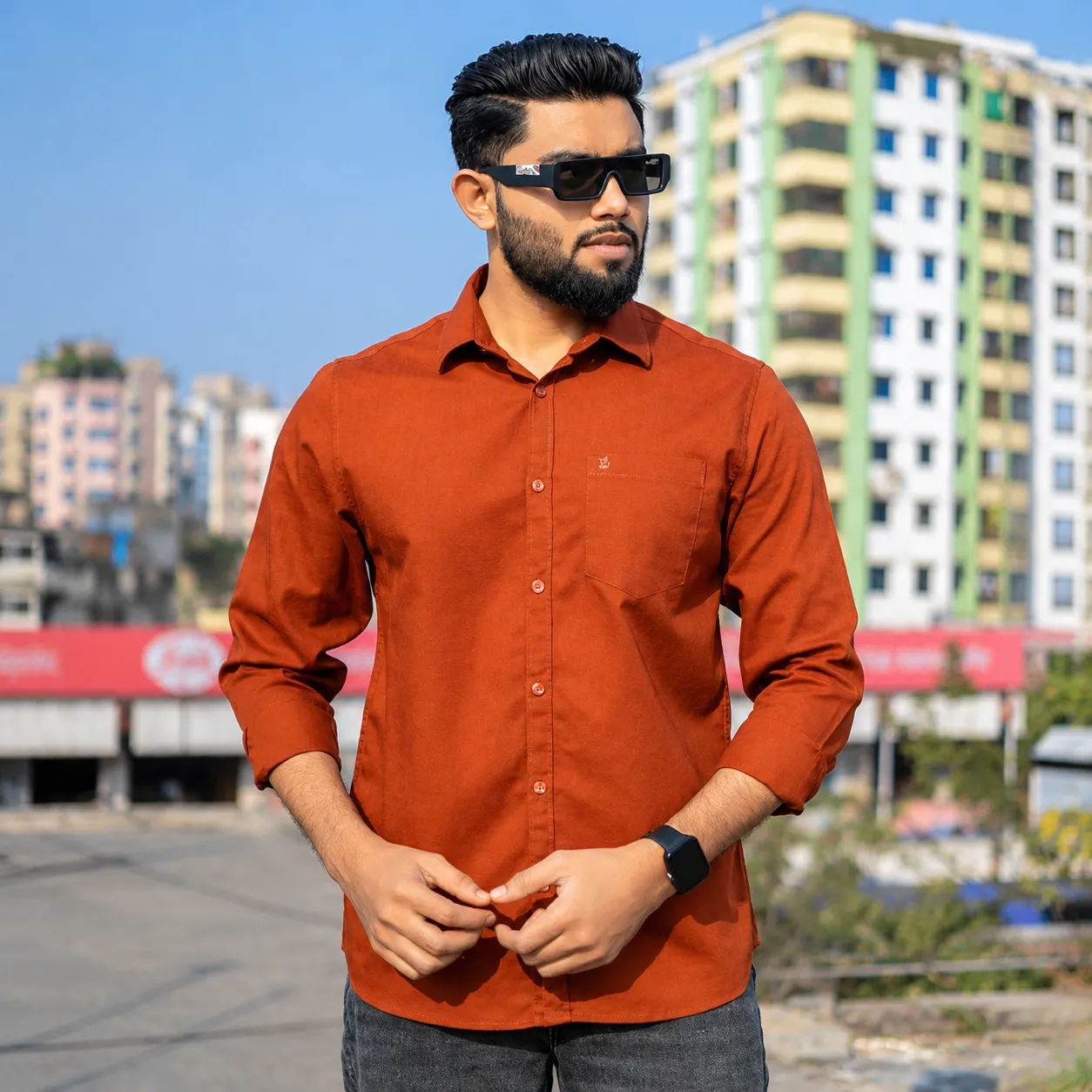 Men’s Rust Oxford Cotton Formal Shirt
