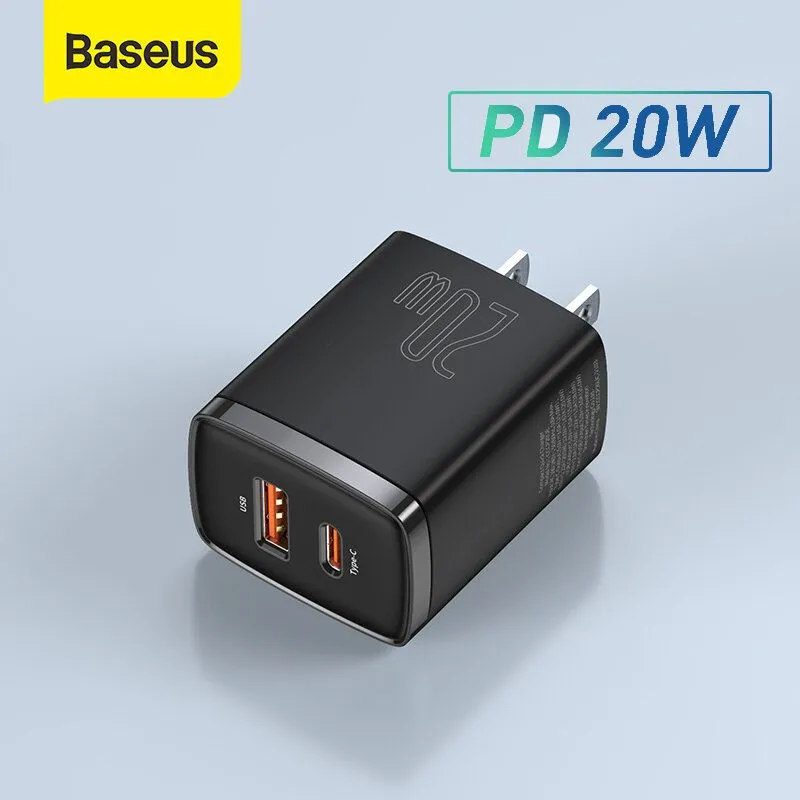 20w Usb Charger Holder Type C Pd Quick Charging Dual Port Usb Portable Phone Charger