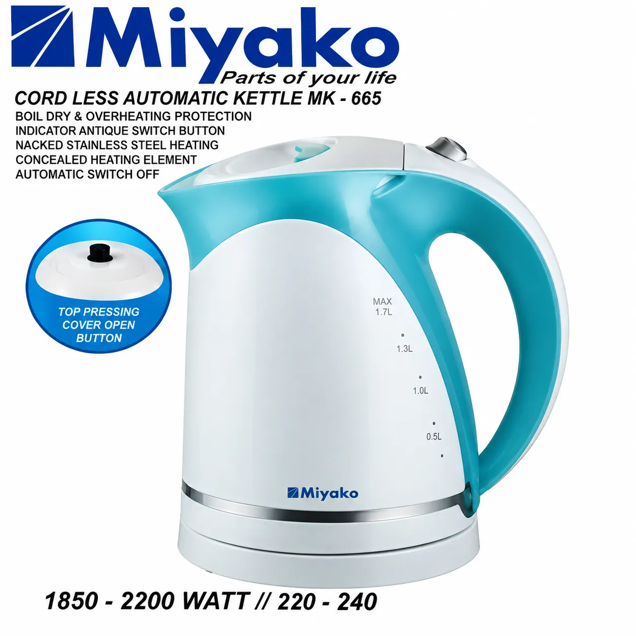 Miyako Electric Kettle Mk-608 2Ltr