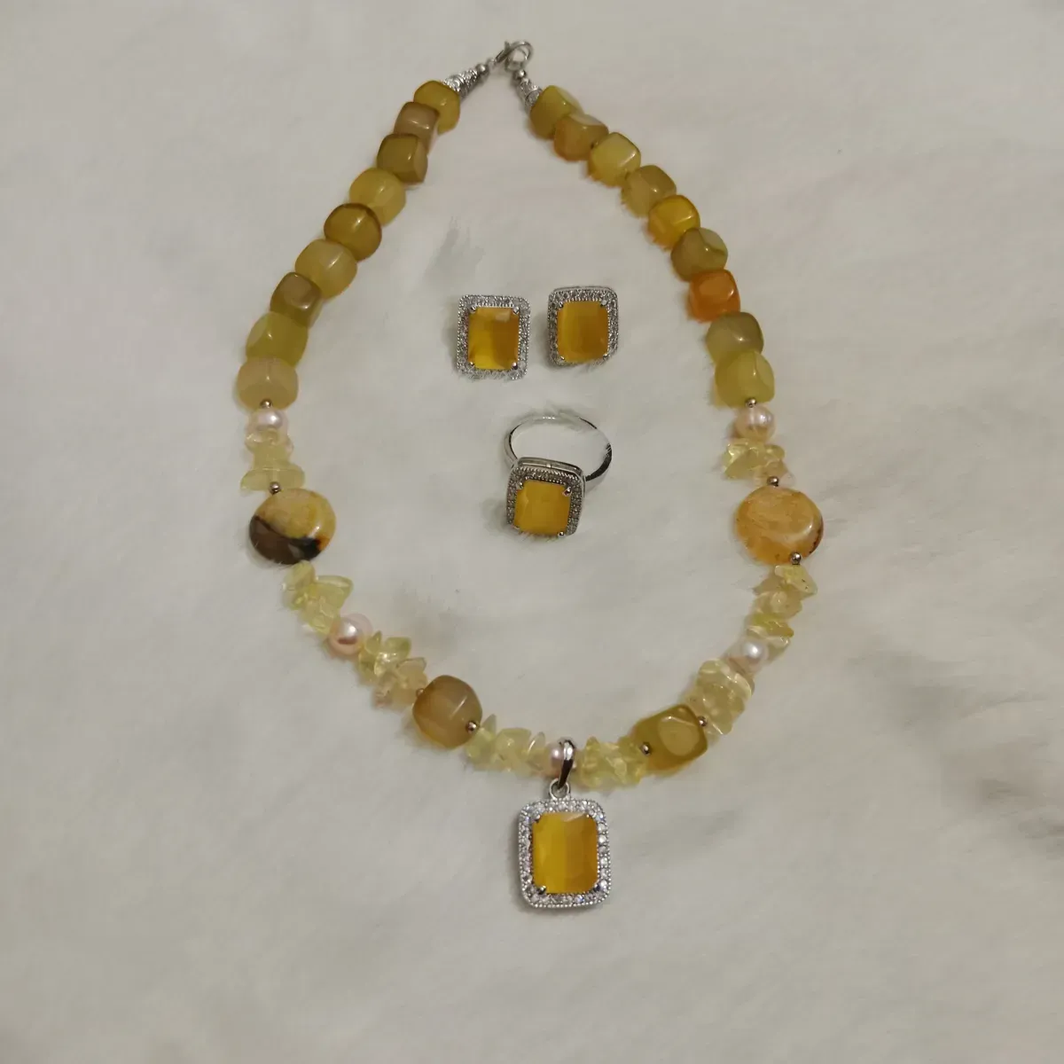 Original Diamondcut Stone Necklace Set