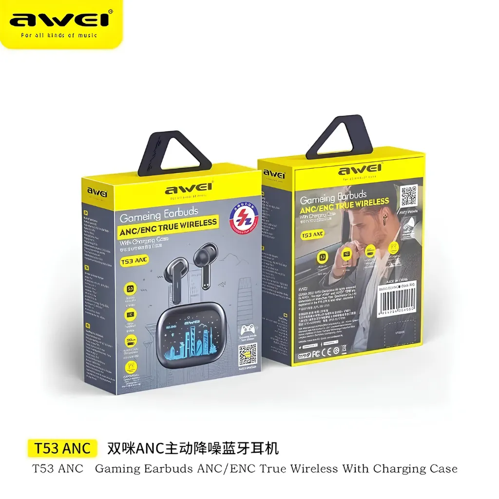 Awei T53 ANC Active Noise Cancellation Wireless Bluetooth Earbuds