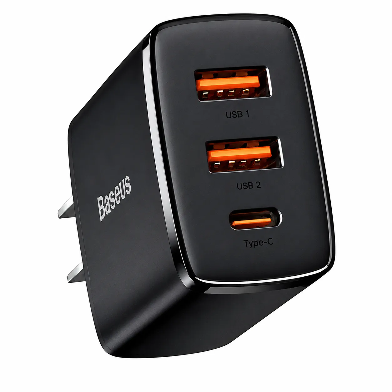 BASEUS Compact Quick Charger 2USB+Type-C Three Ports 30W Travel Power Adapter US Plug