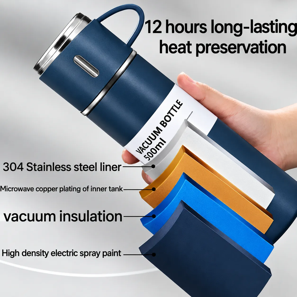 Stainless Steel Thermal Flask, Thermal Flask 500 Ml. With Cup