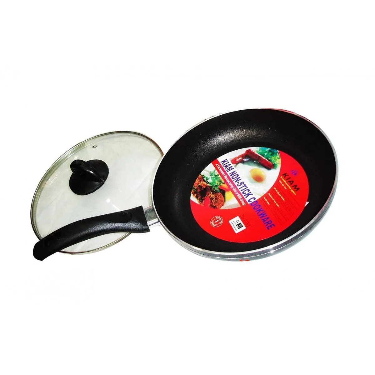 Kiam Non Stick Fry Pan Induction With Glass Lid 22 Cm