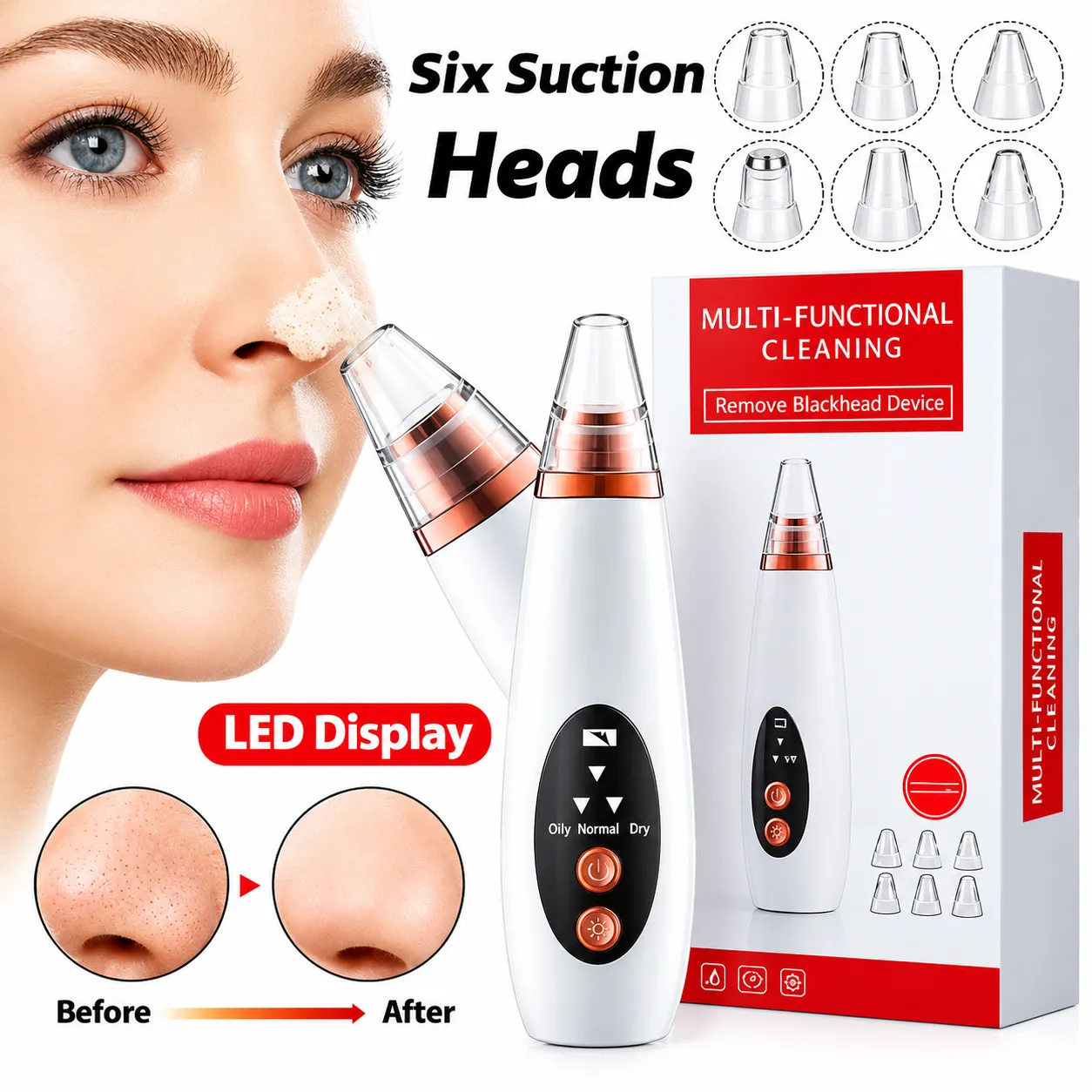 Rechargeable Device for Removing Blackheads and Whiteheads for Men and Women