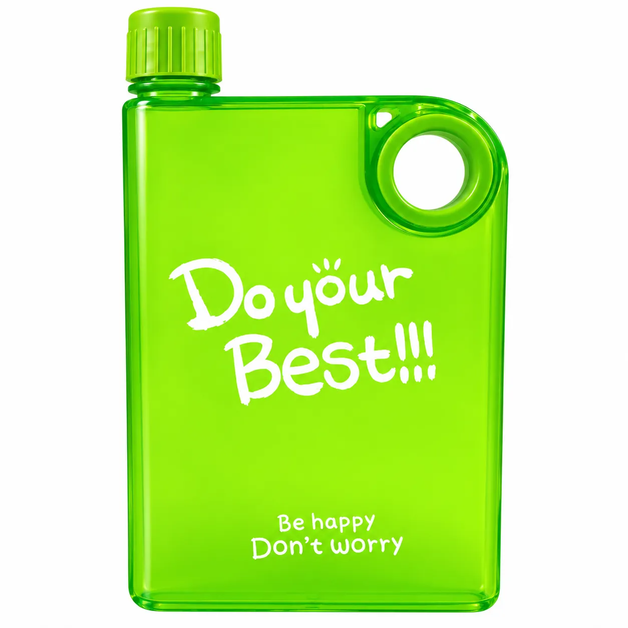 Plastic Portable Notebook Flat and BPA Free Ultra Slim Water Bottle 380ml