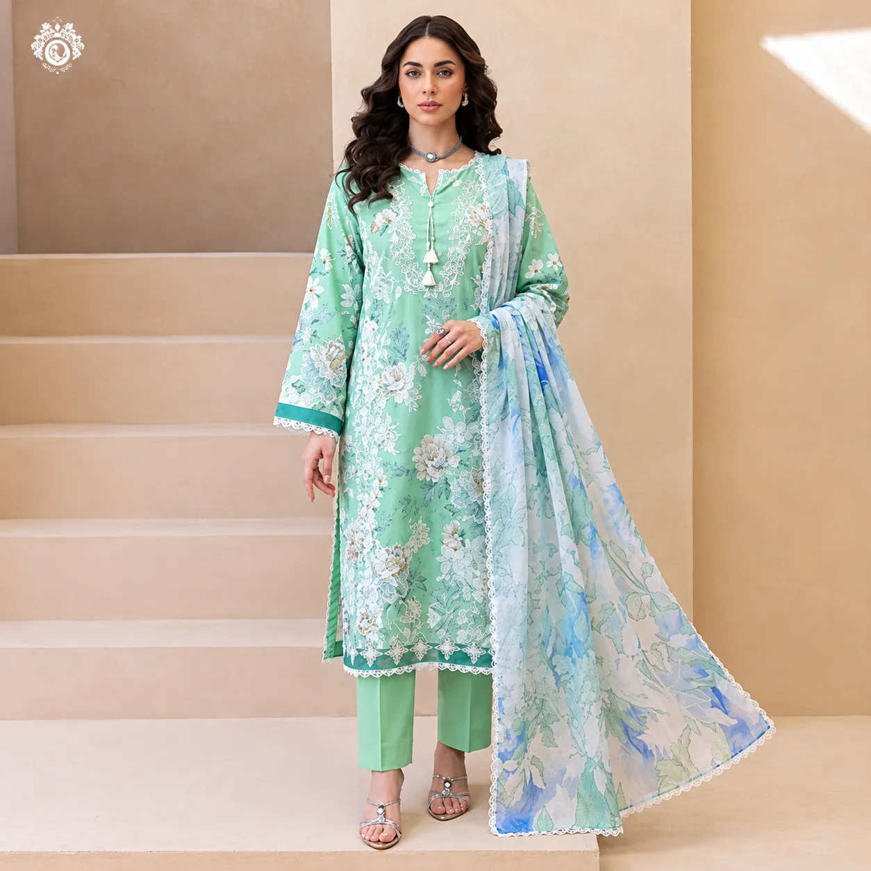 3-Piece Unstitched Embroidered Dress Shirt, Trouser & Dupatta