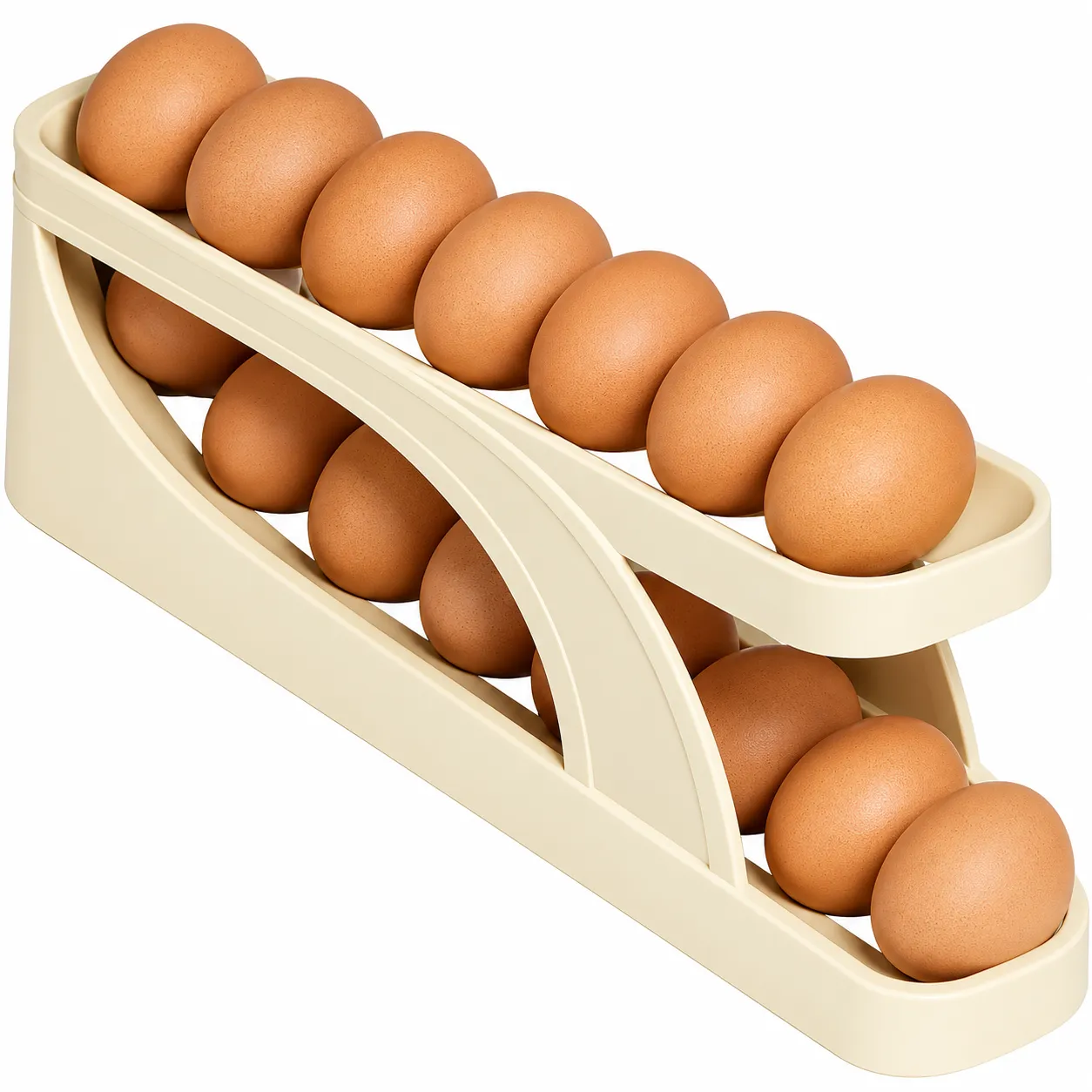 Automatic Rolling Egg Box, Space-Saving Double-Layer Egg Dispenser for Refrigerator Storage
