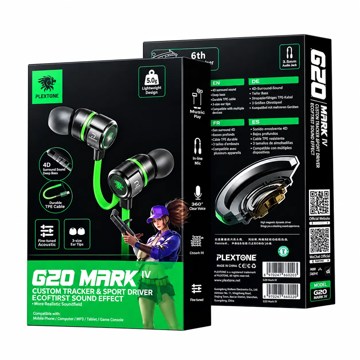 Plextone G20 Mark IV Dual Input Gaming Earphone