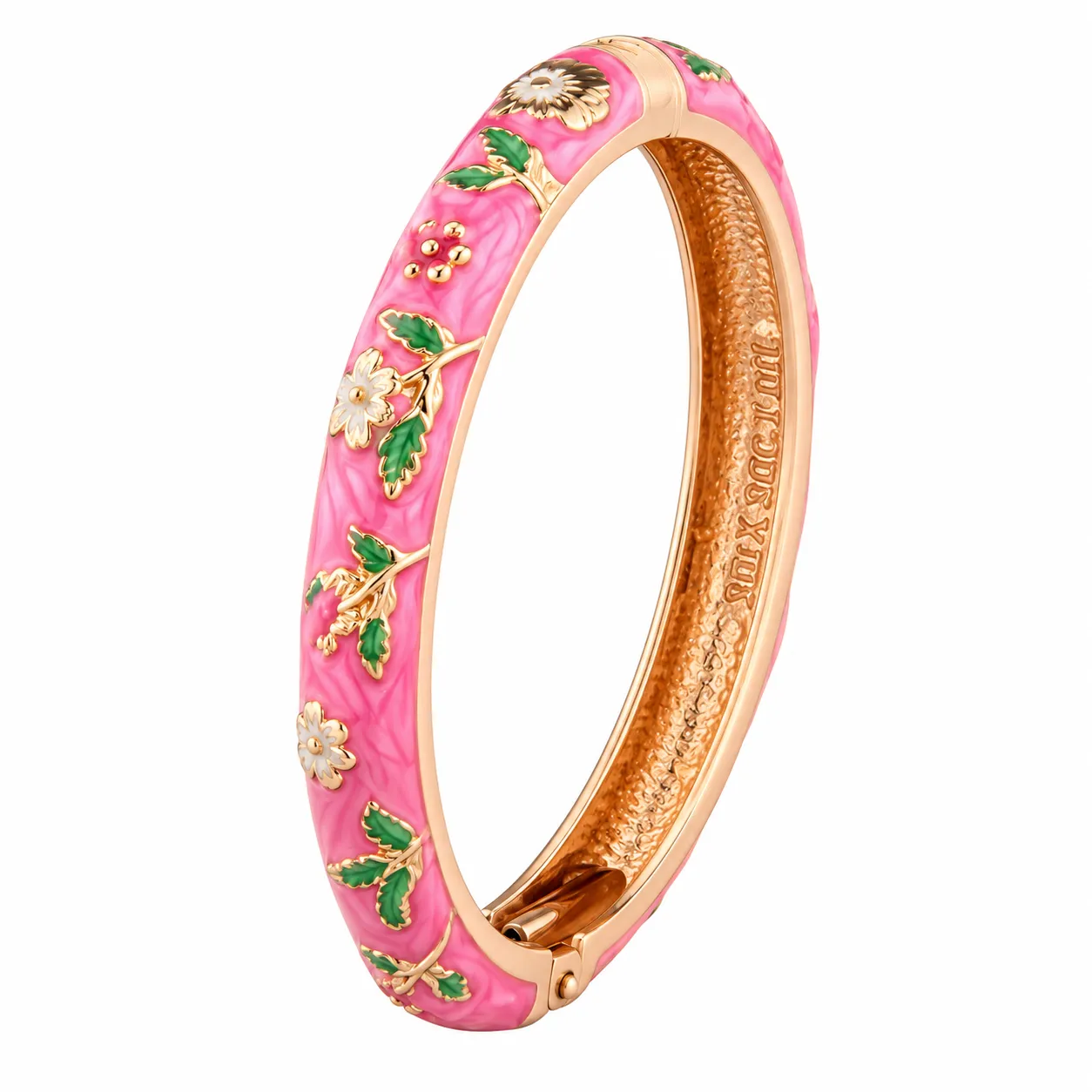 open-style enamel floral bangle for stylish woman and all