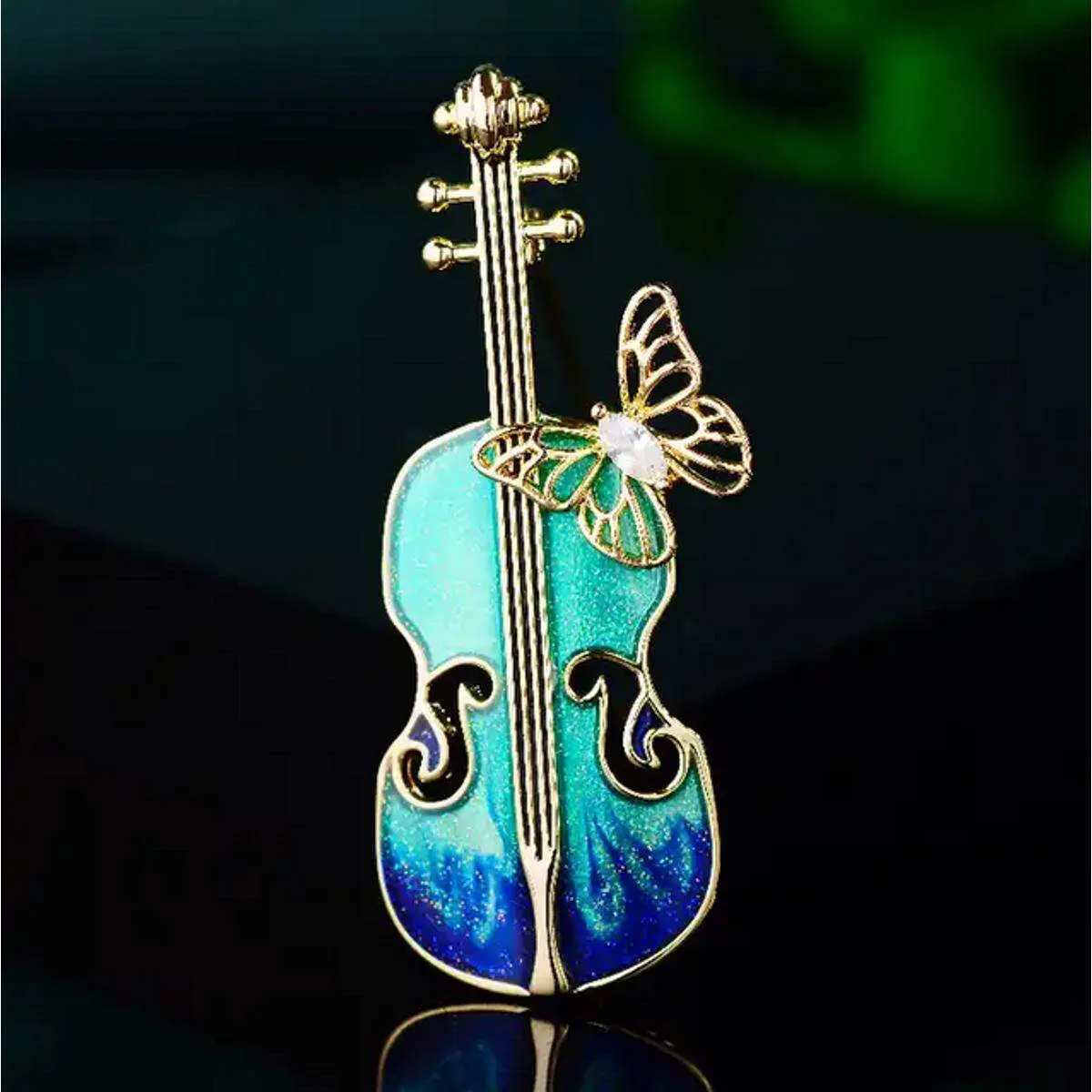 Indispensable -Quality And Durablity -Starry Sky Brooch Trendy Zircon Butterfly Violin Brooch Jewelry Pins For Woman- Innovative