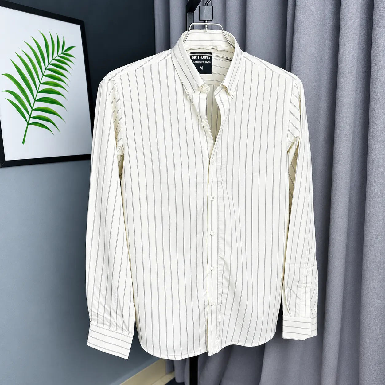 Cream Check Contrast Shirt for Men