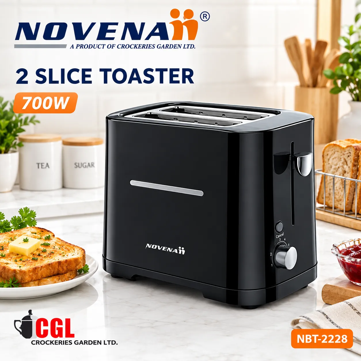 Nonena 2 Slice Bread toaster NBT-2228