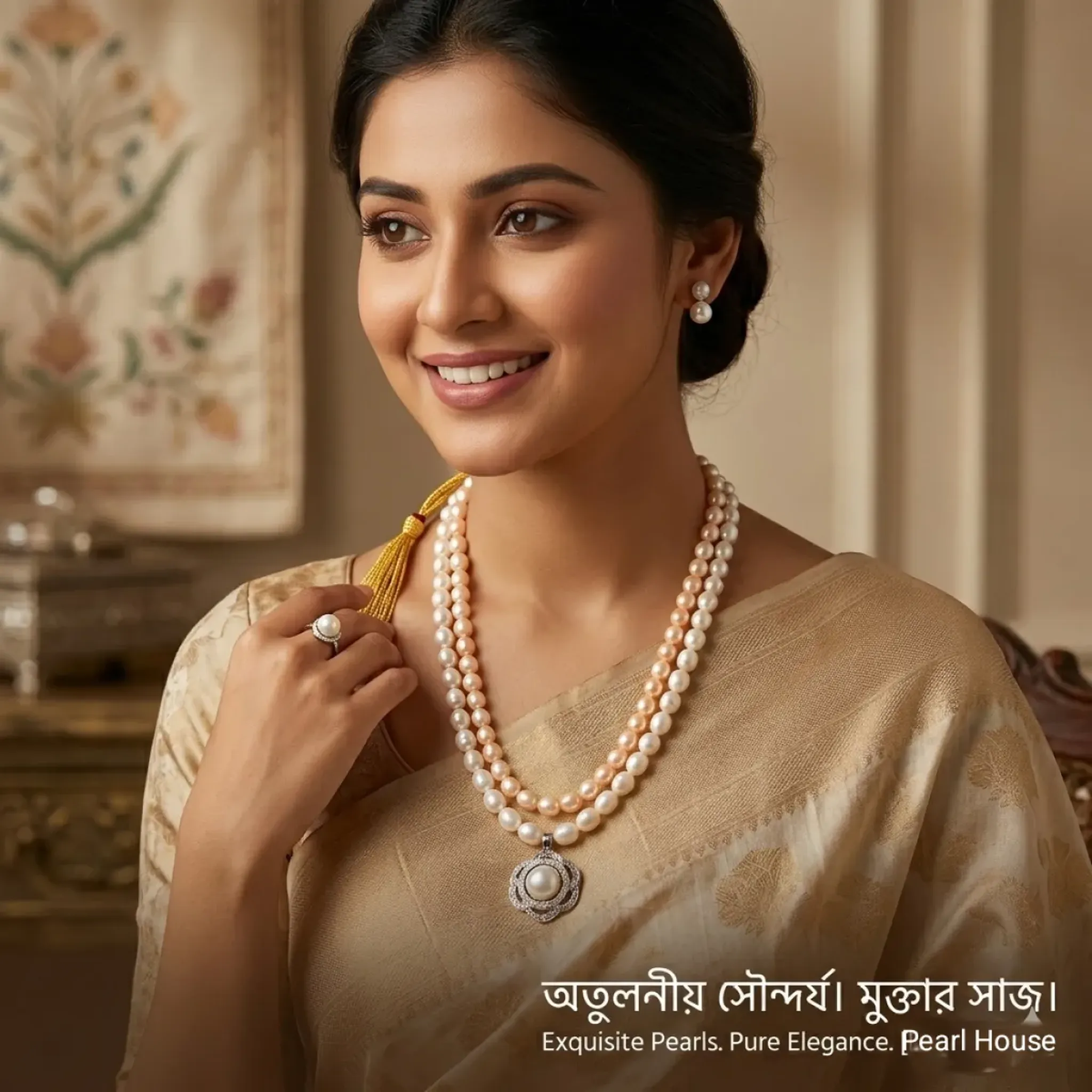 2 Layer Pearl Premium Quality Necklace Set Combo