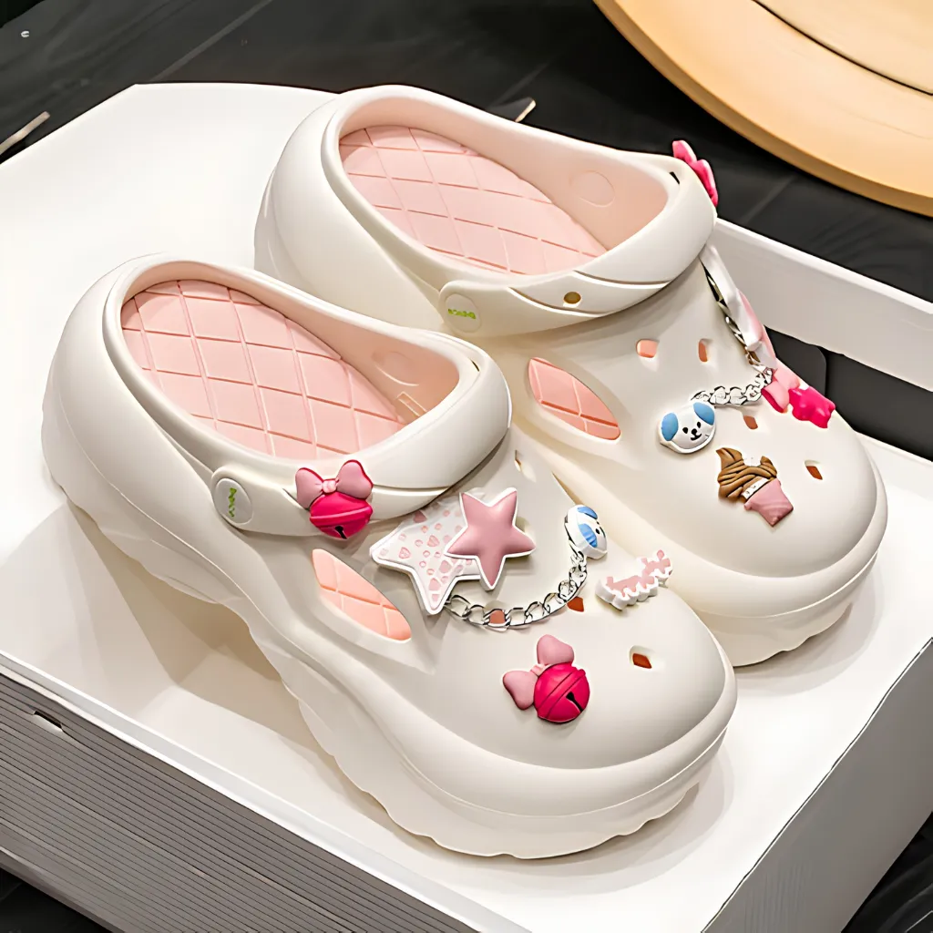 Women's Soft EVA Character Beach Clogs - White