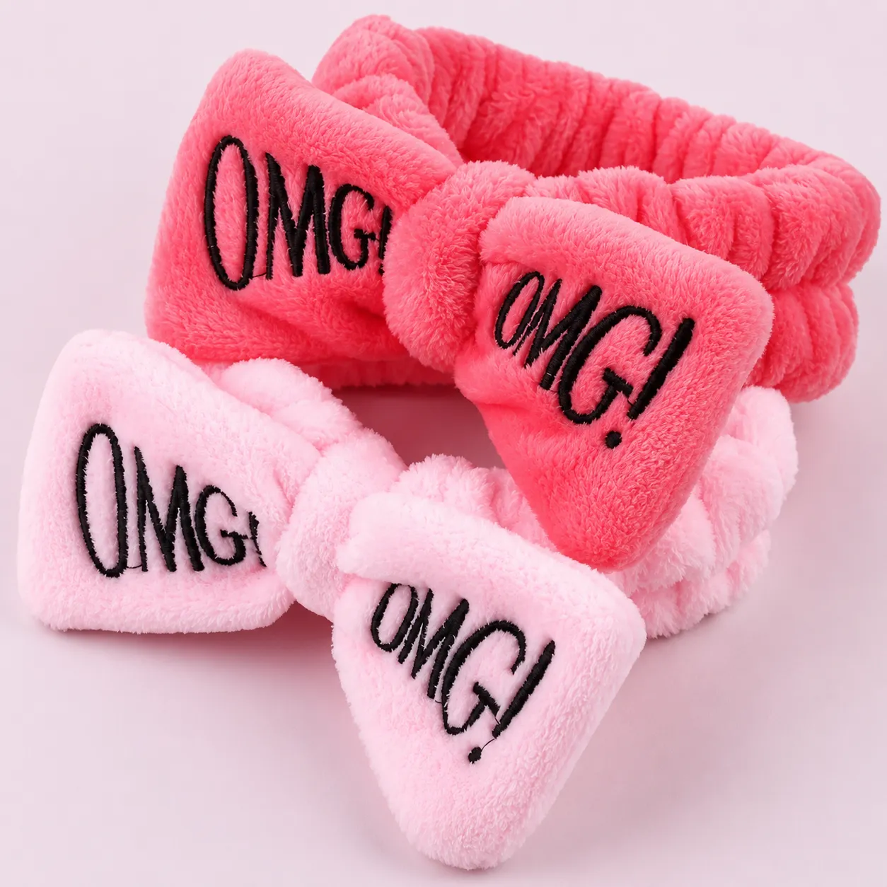 Omg Letter Coral Fleece Wash Face Bow Hairbands For Women Girls Headbands Headwear Hair Bands Turban Hair Accessories Band - Hair Clip