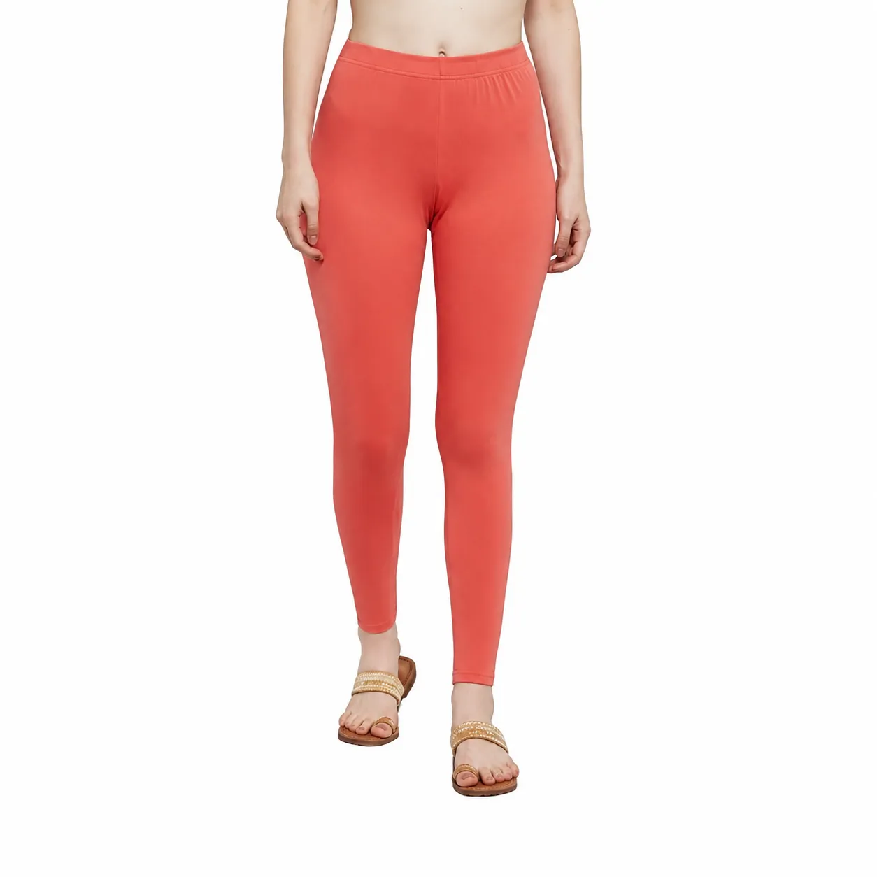 Bean Red Stretchable Cotton Churidar Leggings