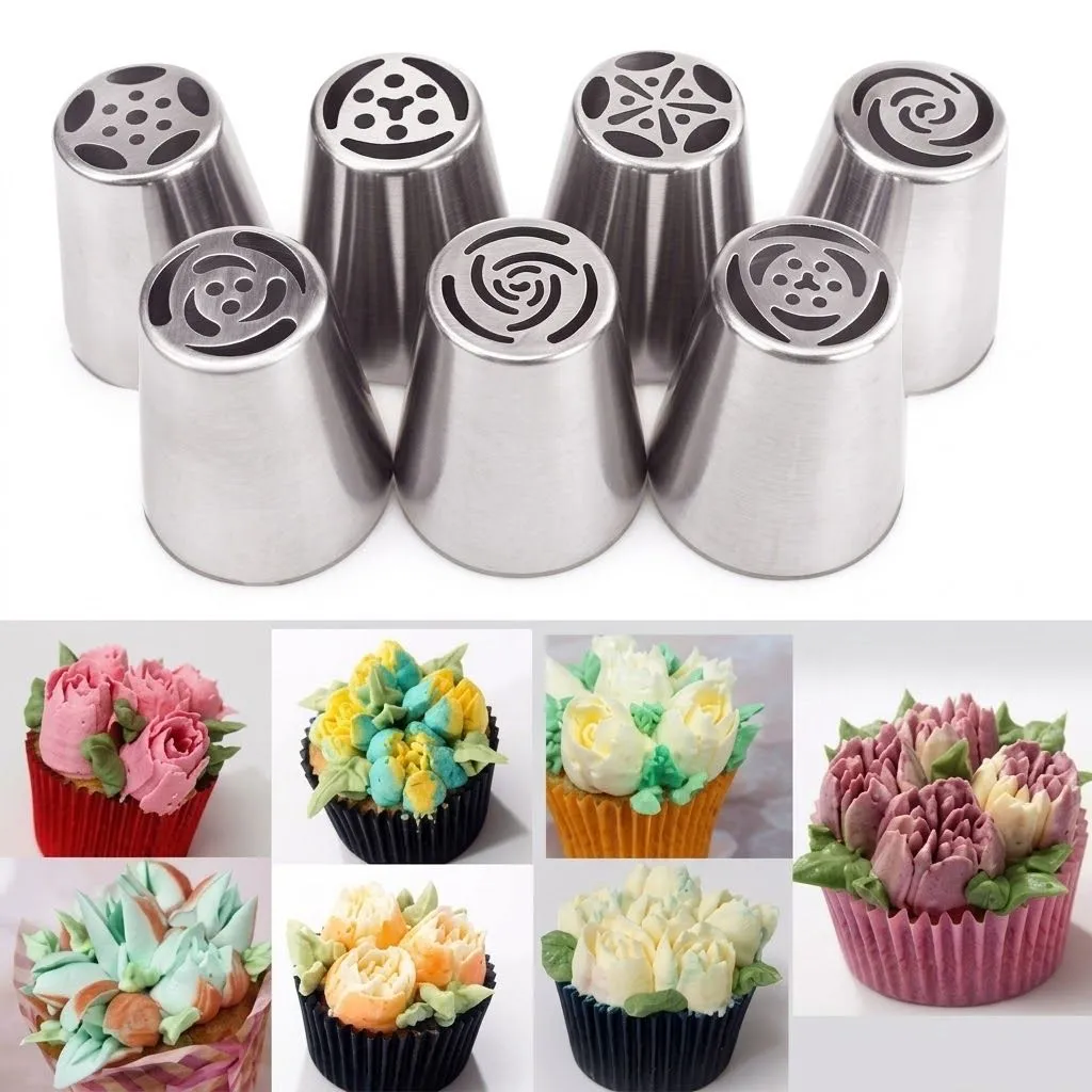 7 Pcs/Set Stainless Steel Nozzles For Cake Decoration