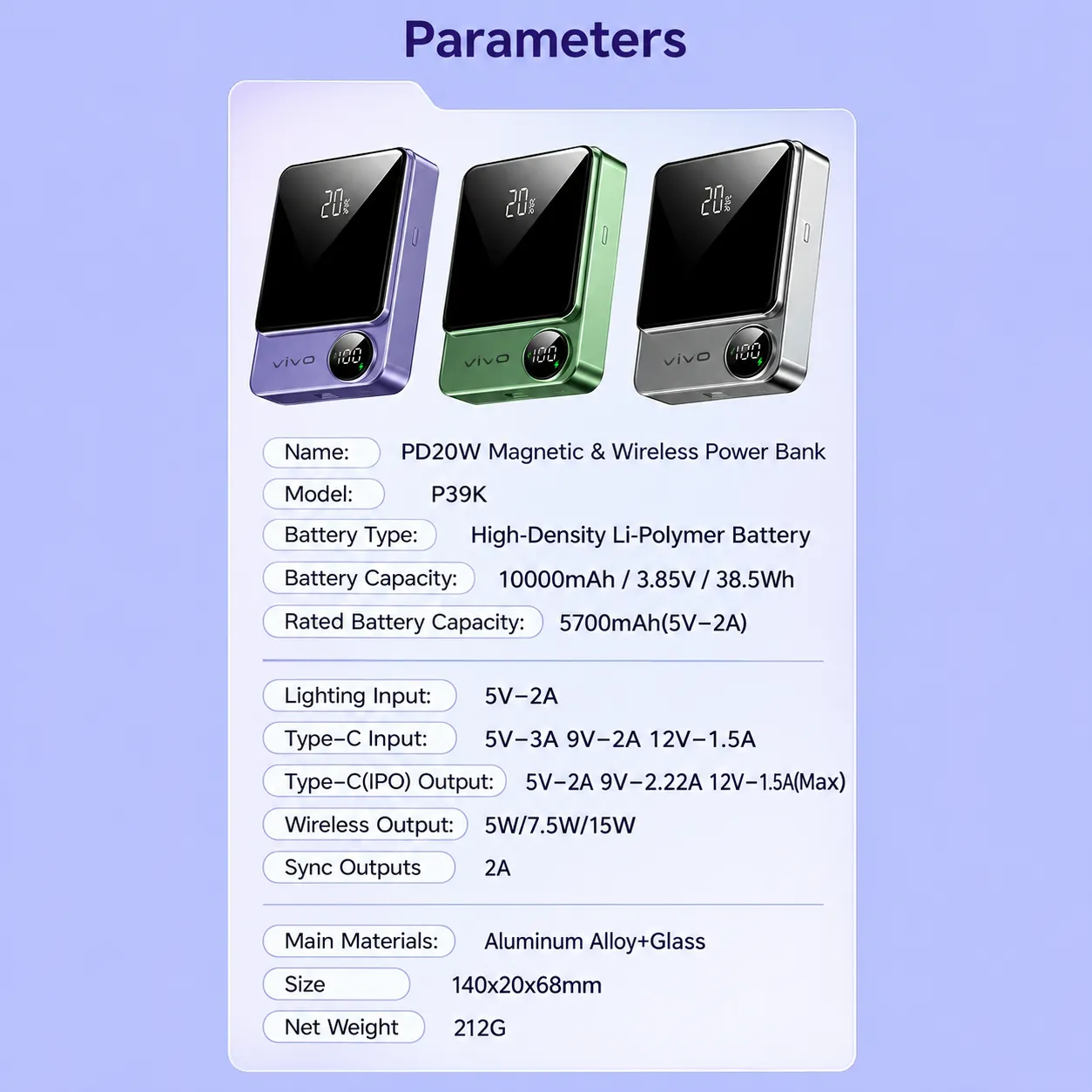 Awei P39K 10000mah 20W PD Wireless Magnetic PowerBank