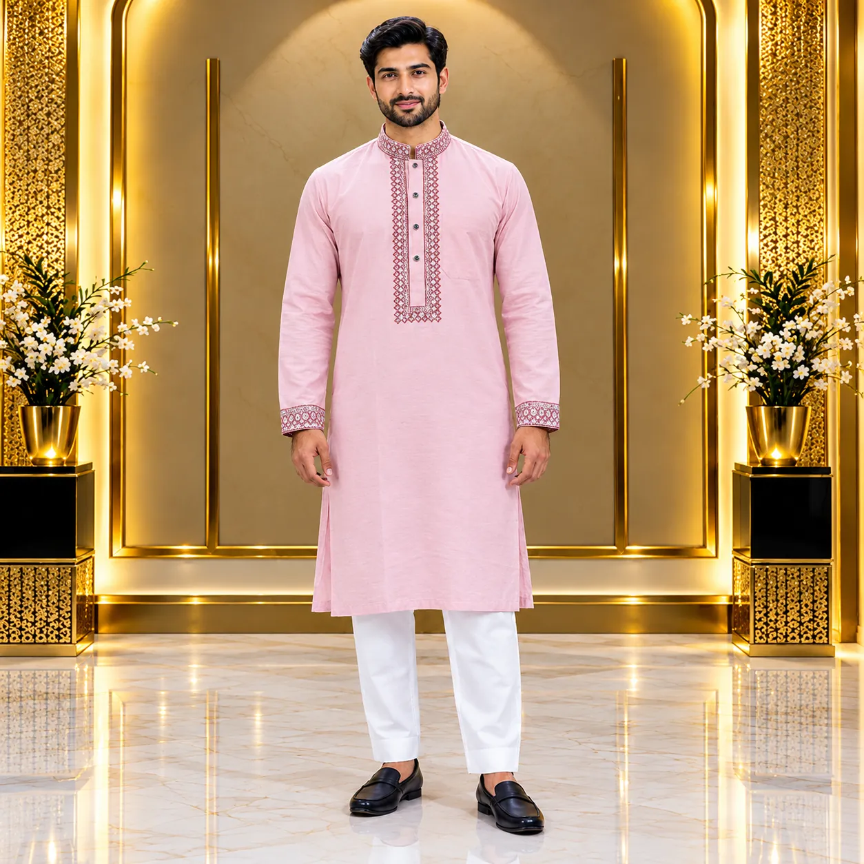 Indian Tuli Mark Cotton Panjabi Light Pink