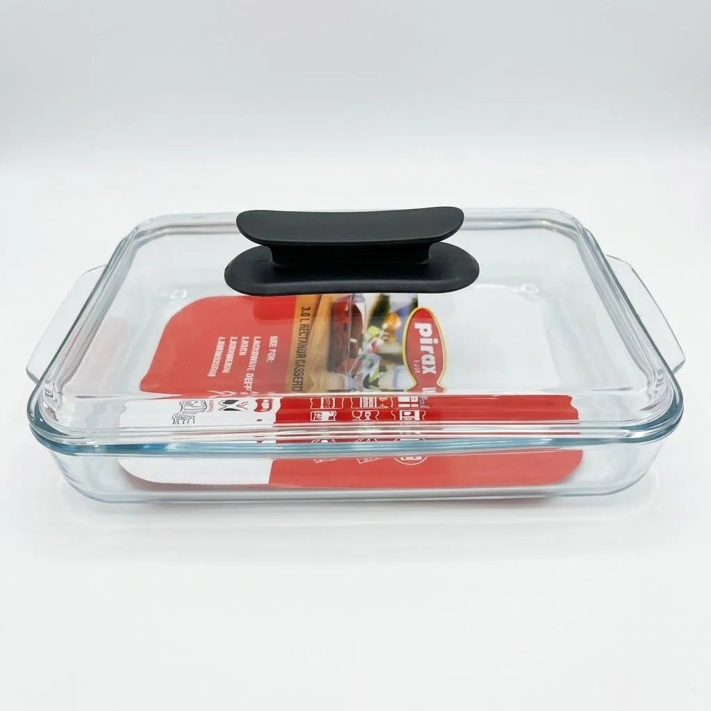 Oven Proof Glass Serving Dish with Glass Lid - Transparent