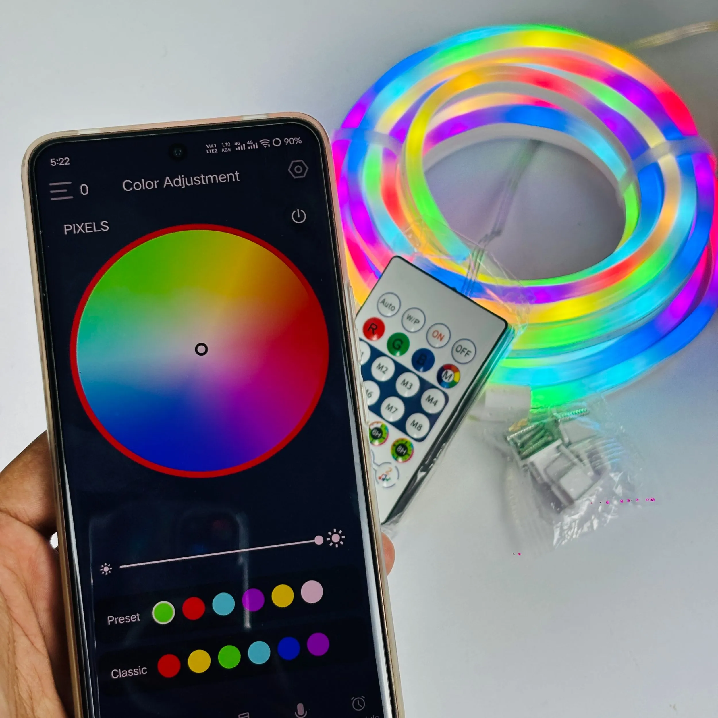 RGB Neon Light ( App Supported ) LED Neon RGB Flexible Strip Light (5 Meter)