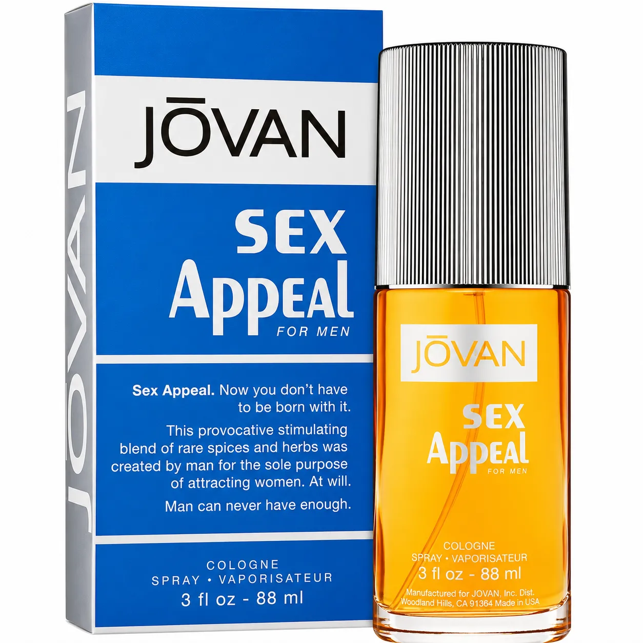 Jovan Appeal Spray Perfume for Men – 88ml is a classic men’s cologne featuring a sensual, musky, and woody fragrance profile. Made in the USA and presented as a 100% original authentic name-brand product, this fragrance combines musk, sandalwood, patchouli, and green notes to create a distinctive and polished scent character.  Jovan Appeal Spray Perfume for Men – 88ml was launched in 1976 and has a fragrance character described as sexy, wild, sensuous, and polished. The combination of sandalwood and patchouli with green notes and musk gives the cologne its recognizable masculine aroma. It is recommended for evening wear while also being suitable for use at any time, making it a practical addition to a men's fragrance collection.  The convenient 88ml spray bottle allows easy application directly onto the skin or pulse points. Jovan Appeal Spray Perfume for Men – 88ml is suitable for men who prefer a classic fragrance with musky and woody notes and an elegant scent profile.  Customers looking for Jovan Appeal Spray Perfume for Men – 88ml at the best price can purchase it from Padmazon. Its classic fragrance character and convenient spray format make it suitable for everyday fragrance use as well as evening occasions.