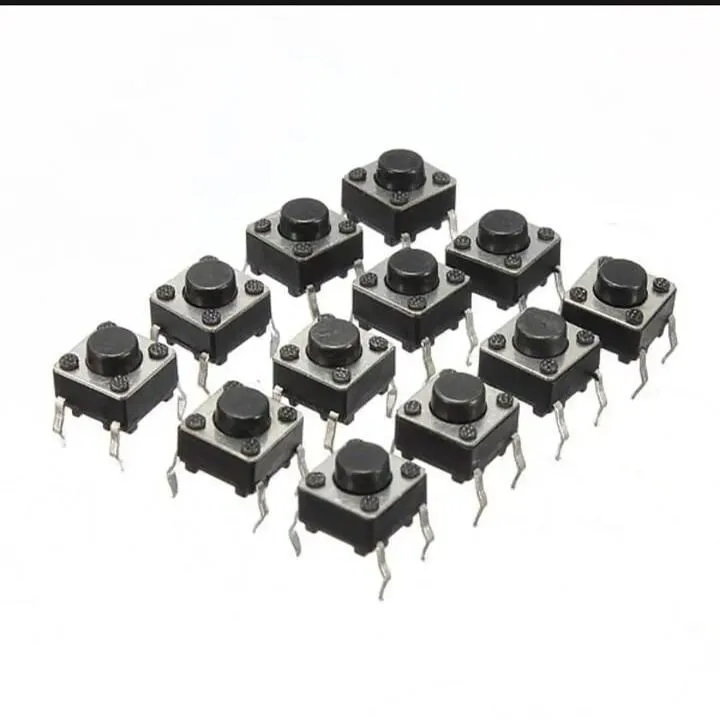  10Pcs 4Pin 6x6x4.5mm Tactile Momentary Push Button Switches for PCB Touch Switch, Square Light Switch, ON/OFF DIY Electronics